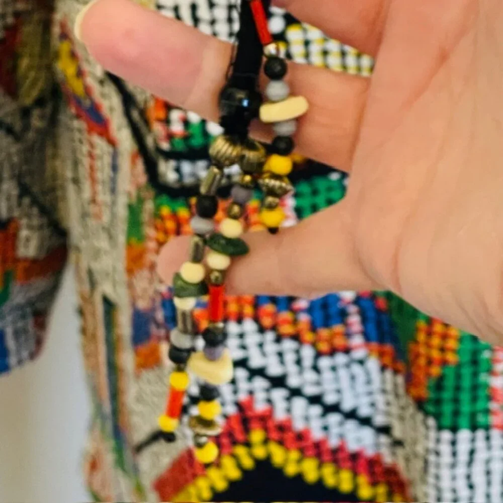 Vintage Platinum By Dorothy Schoelen Abstract Beaded Pant/Jacket Boho Art Medium - Picture 13 of 15